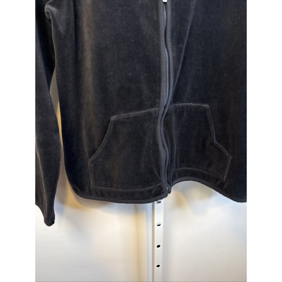 Liz Claiborne Velour Black Track Jogging Suit Full Zip Jacket Size Large ?vtg - Picture 2 of 4